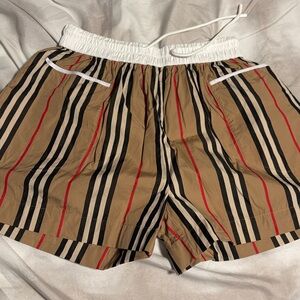 Burberry Kids Striped Shorts - Tan, Black, Red